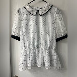 Allegra K Polka Dot Blouse Large